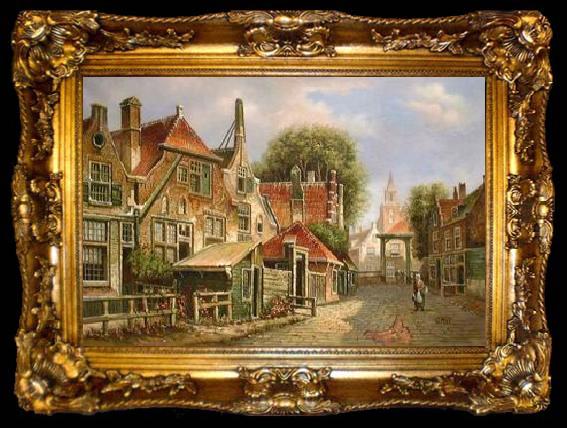 framed  unknow artist European city landscape, street landsacpe, construction, frontstore, building and architecture. 176, ta009-2